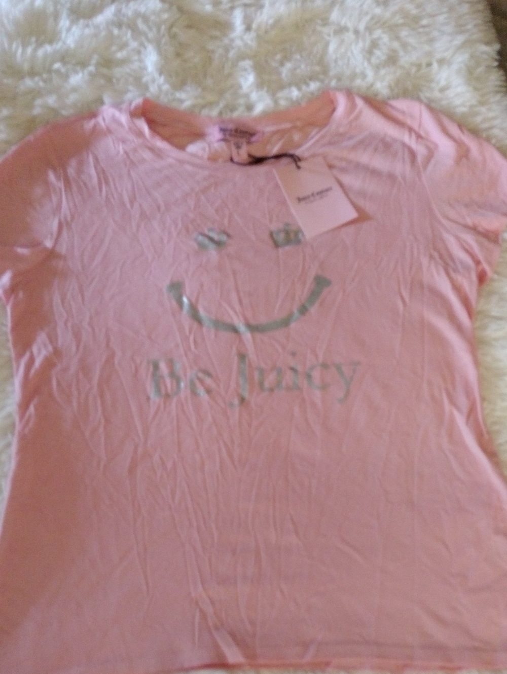 Juicy Couture Pink 'Be Juicy' Smiley Graphic Tee